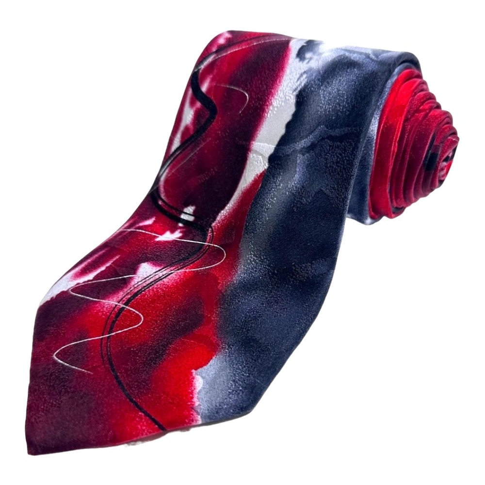 MEN'S NECKTIE -   J . GARCIA { TOTAL LENGHT: 61 " } RED & SILVER